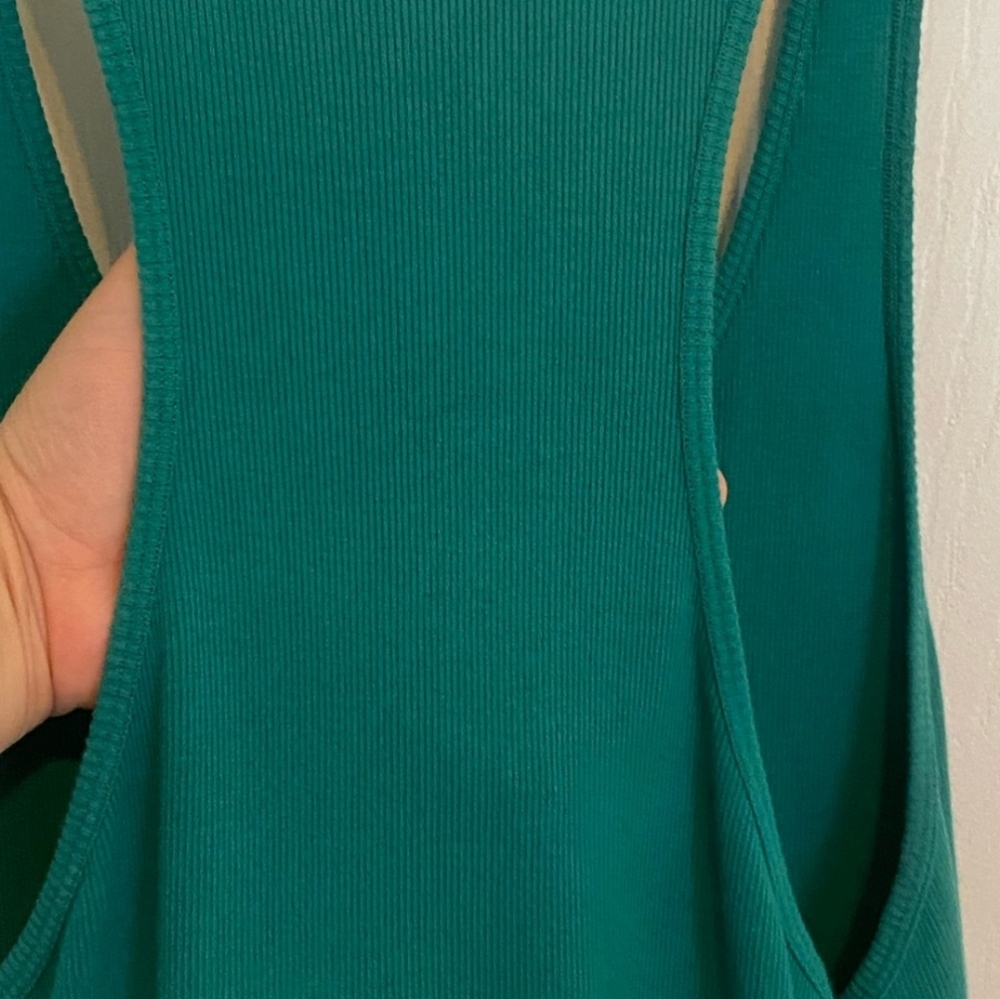 Betsey Johnson Teal Midi Dress Sleeveless Tiered Ruffle Racerback Cotton Boho L - Picture 5 of 5